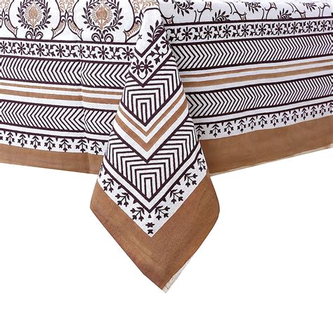 Buy Urbano Homz Table Cloth, Rectangle, Cotton,145 cm X 220 cm (Brown ...