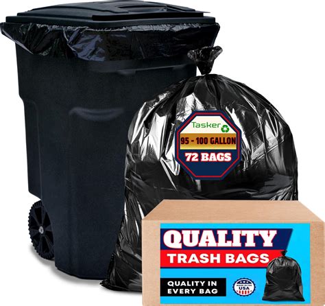 Amazon.com: ToughBag 95-96 Gallon Extra Large Trash Bags, 61x68” Black ...