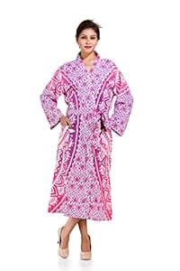 Buy Handicraft-Palace Pink Ombre Mandala Printed Long Bath Robe Spa ...