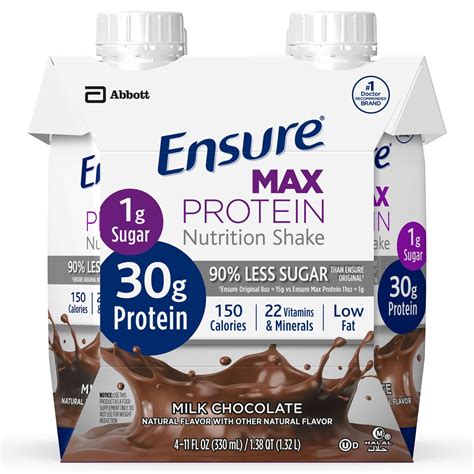 Ensure Max Protein Nutrition Shake with 30 g of protein, 1 g of sugar ...