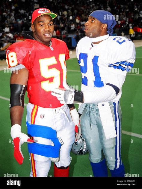 Derrick Thomas (58) Kansas City Chiefs and Deion Sanders (21) Dallas ...