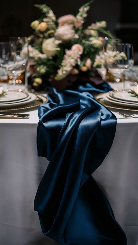 Navy Wedding Table Decorations With a Formal Evening Feel