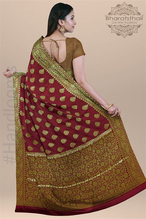Buy Banarasi Silk Sarees Online | Pure Banarasi Katan Saree @ BharatSthali