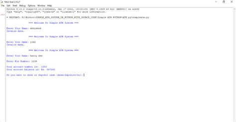 Simple ATM System In Python With FllSource Code | Free Source code ...