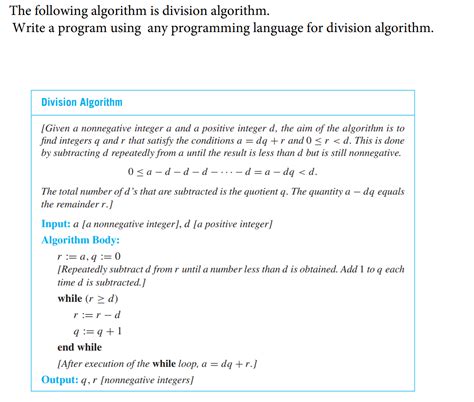Image result for Write the Division Algorithm
