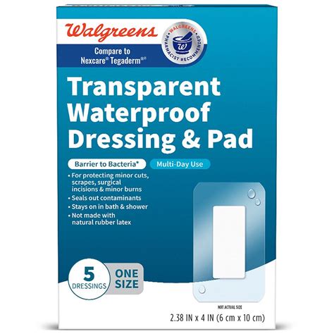 Walgreens Transparent Waterproof Dressing & Pad 2.38 in x 4 in | Walgreens