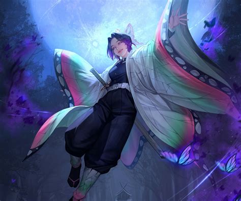 Shinobu Kochou HD Wallpaper – Vibrant Demon Slayer: Kimetsu no Yaiba Art by TaeKwon Kim