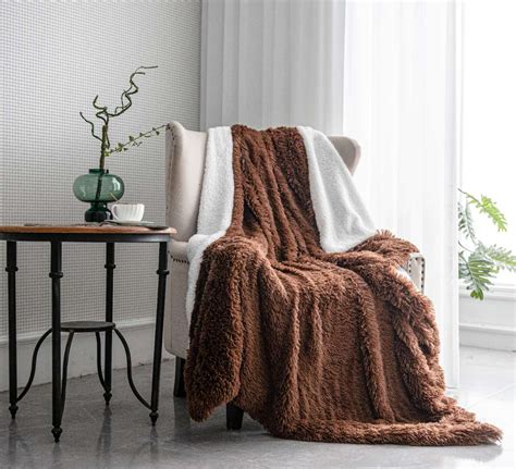 Coffee Brown Color Luxury Super Soft Fluffy Fur Throw Blanket Large ...