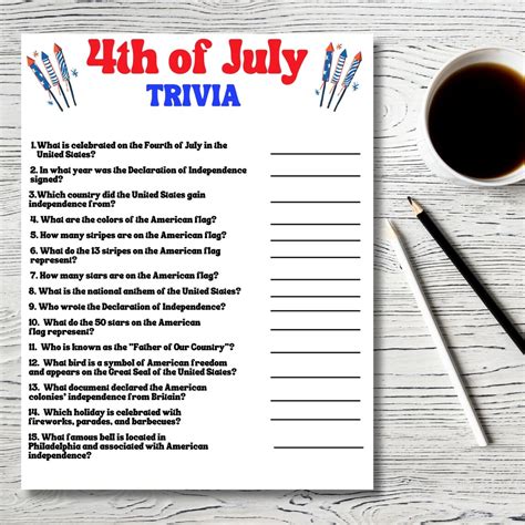 Fourth of July Printable Trivia Family Games | Printable Kids ...