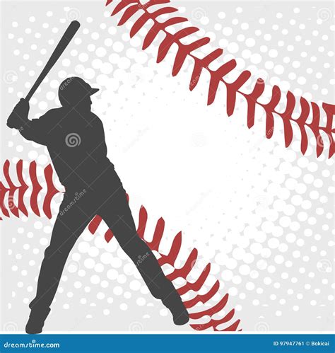 Baseball Player Silhouette on the Abstract Background Stock Vector ...