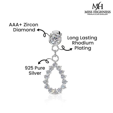 Miss Highness 925 Silver Teardrop Earrings for Women | AAA+ Zircon Dia ...