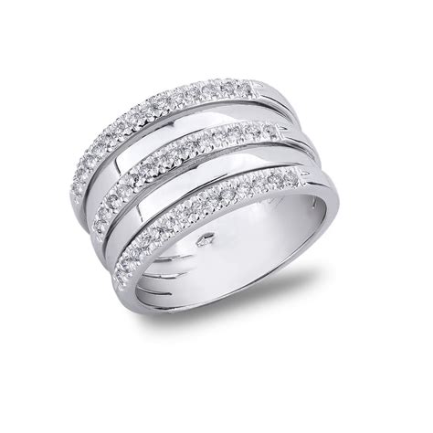Anello fascia con ricami in oro bianco 18k con rubino centrale e ...