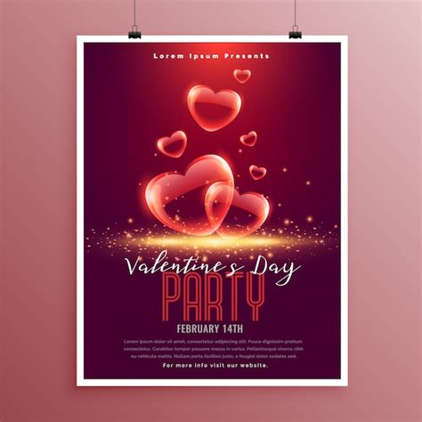 Lovely valentines day bubble hearts flyer template | Free Vector
