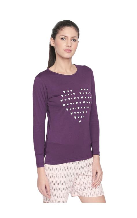 Buy Bodyactive Women Purple Round Neck Tee-TS102-PLUM Online | Bodyactive