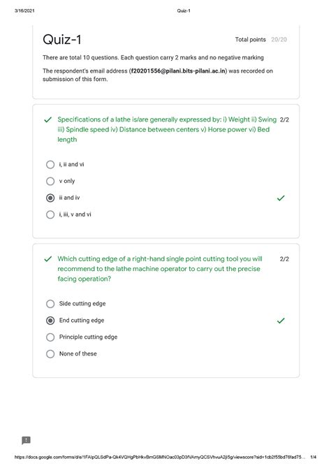 ME Workshop (ME F211) Quiz-1 (2020-21) - 2/ i, ii and vi v only ii and ...