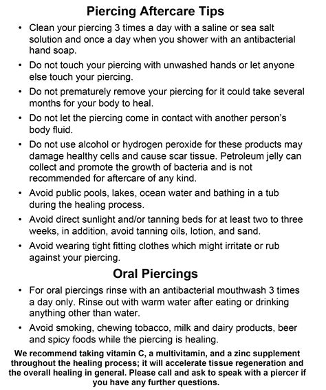 Printable Tattoo Aftercare Instructions