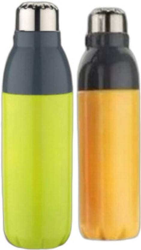Navyas Plastic Insulated Water Bottle 900ML (Pack of 2, Orange & Green ...