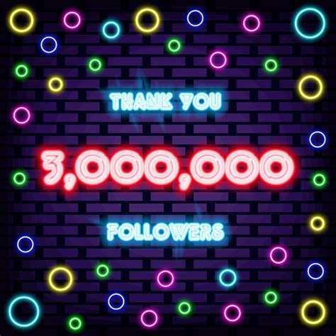 3000000 3 Millionen Follower Danke Leuchtreklame Helles Schild ...