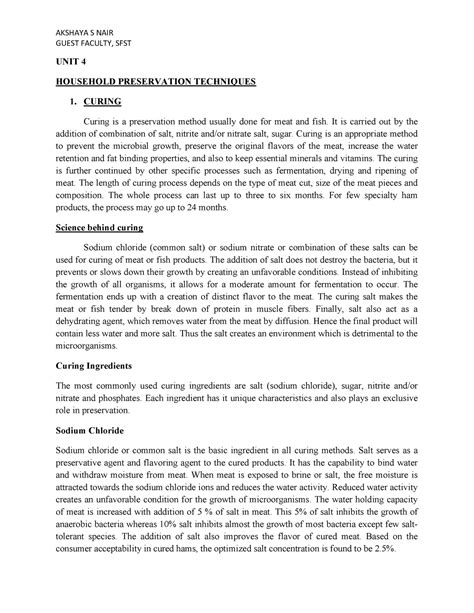 Household preservation techniques - GUEST FACULTY, SFST UNIT 4 ...