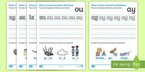 Phase 5 Letter Formation Worksheets