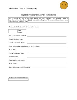 Fillable Online maconcountyga The Probate Court of Macon County - Macon ...