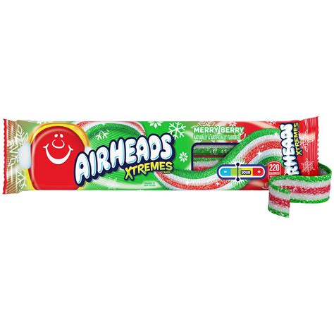Airheads Xtremes Belts Sour Candy, Merry Berry Flavor, 2 oz Tray ...