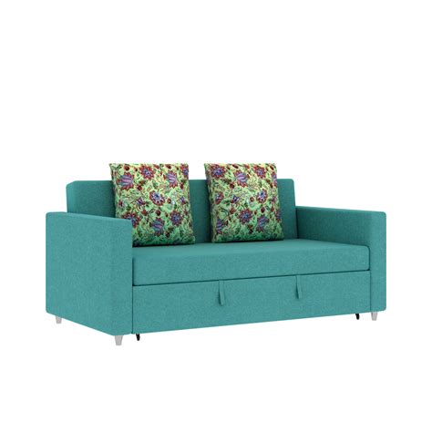 Victoria Fabric 3 Seater Pull Out Sofa Cum Bed(Blue) - 24 Months Warra ...