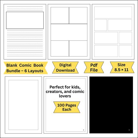 Blank Comic Books Set, Blank Comic Template, Comic Drawing Book,comic ...