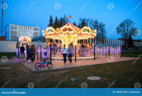 Tula City, Russia - May 2019: Beautiful Carousel with Numerous Glowing ...