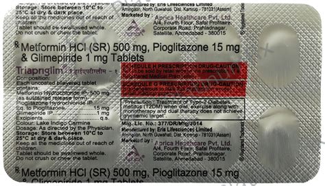 Triapriglim 1/15/500mg Tablet 15s: View Uses, Side Effects, Price and ...