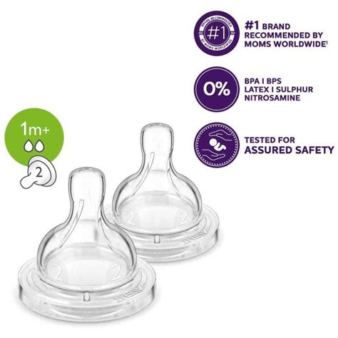 Philips Avent Classic Teat 1 Hole Slow Flow - 1 month+ (2Pc. Pack ...