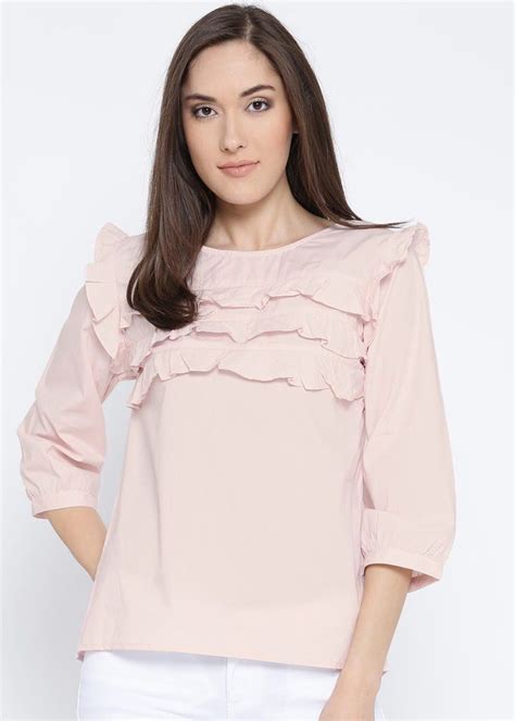 Get Layered Ruffle Detail Pink Top at ₹ 945 | LBB Shop