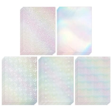 Buy 20 Sheets Holographic Vinyl Sheets Rainbow Vinyl Color Changing ...