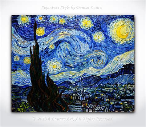 The Starry Night by Van Gogh ORIGINAL Reproduction Landscape - Etsy | Abstract canvas art, Oil ...
