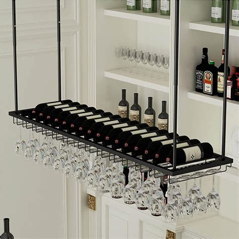 Amazon.com: Hanging Wine Glass Rack Metal Ceiling Wine Rack Holder ...
