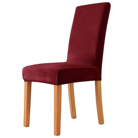 Velvet Dining Chair Cover Burgundy Plush Stretch Spandex Chair ...