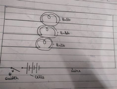 An electrical circuit with four cells and an open switch connected in ...