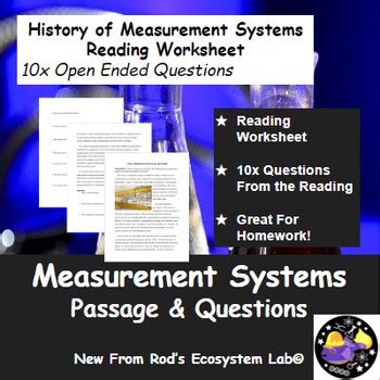 History of Measurement Systems Reading Worksheet by Rod's Ecosystem Lab