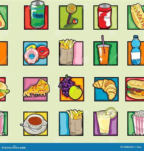 Pop art food pattern stock illustration. Illustration of design - 24885266