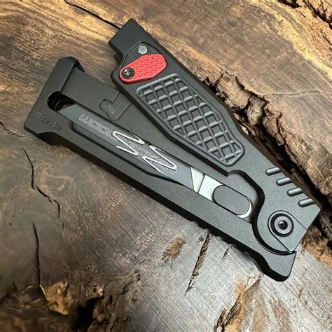 Reate EXO-U Utility Gravity Knife Black Aluminum Diamond Patterned ...