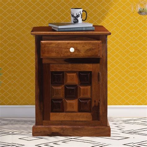 Nitu Handicraft Half Diamond 1 Door Cabinet & Drawer Bed Side Table ...