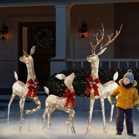 Amazon.com: 3D Christmas Reindeer Outdoor Decorations - 3 Pieces Set of ...