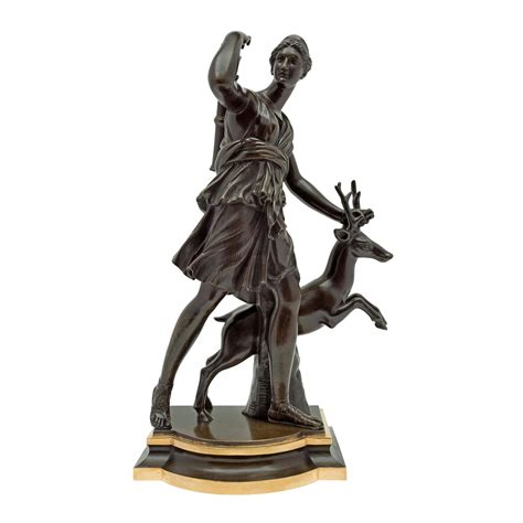 Patinated Bronze Figural Group of Diana the Huntress and Her Hound ...