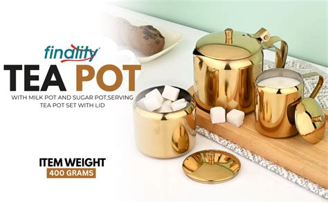 Buy finality PVD Coating Stainless Steel Serving Tea Pot with Milk Pot ...