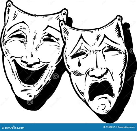 Happy & Sad Theatre masks stock vector. Illustration of faces - 1358857