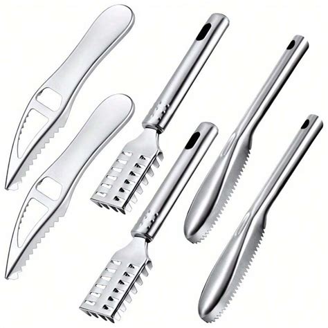 6pcs/Set Stainless Steel Fish Scale Set With Bottle Opener, Fish Scale ...