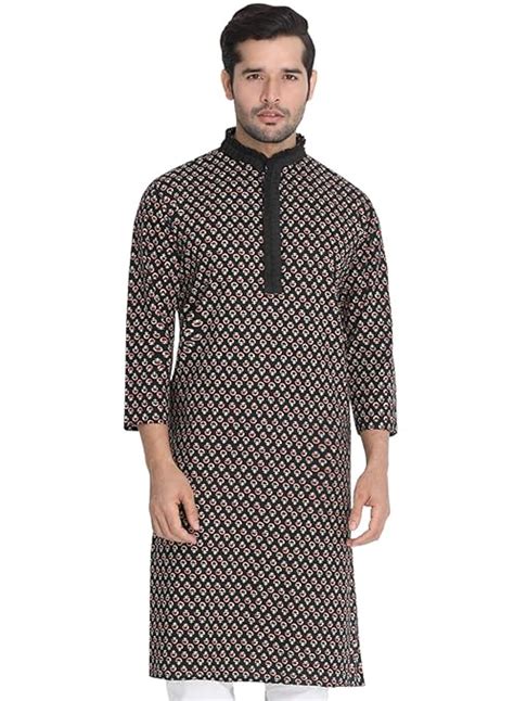 VASTRAMAY Men's Black Cotton Blend Kurta_VASMK076BL_44 : Amazon.in: Fashion