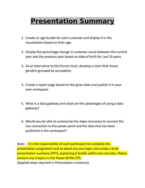 Presentation Summary Topic 3 - Presentation Summary Create an age ...
