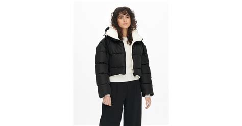 JDY Black High Neck Crop Puffer Jacket | New Look