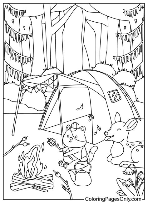 Camping Animals Coloring Pages